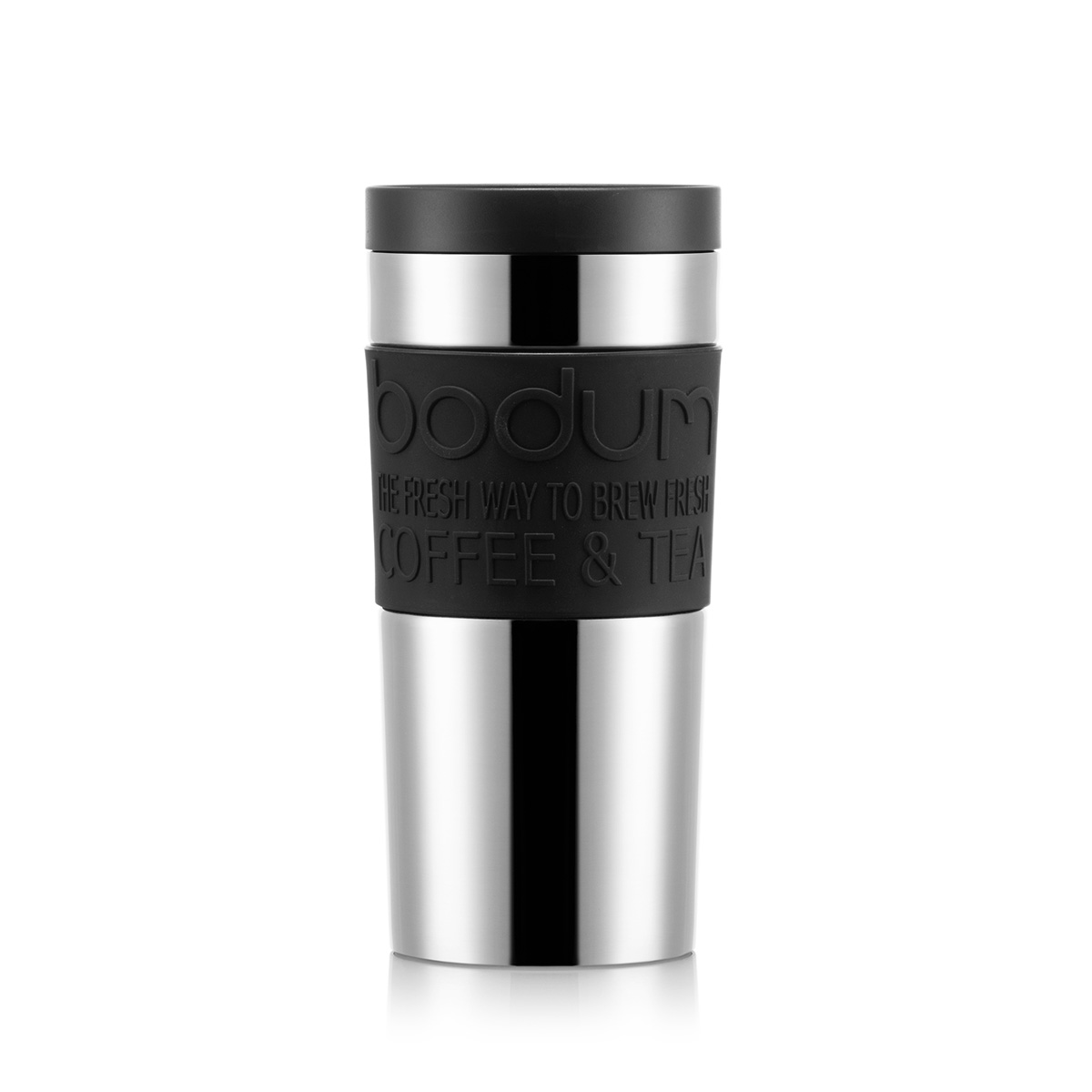 Bodum TRAVEL MUG: Travel Mug, Doppelwandig, Edelstahl, 0.35 l | Schwarz