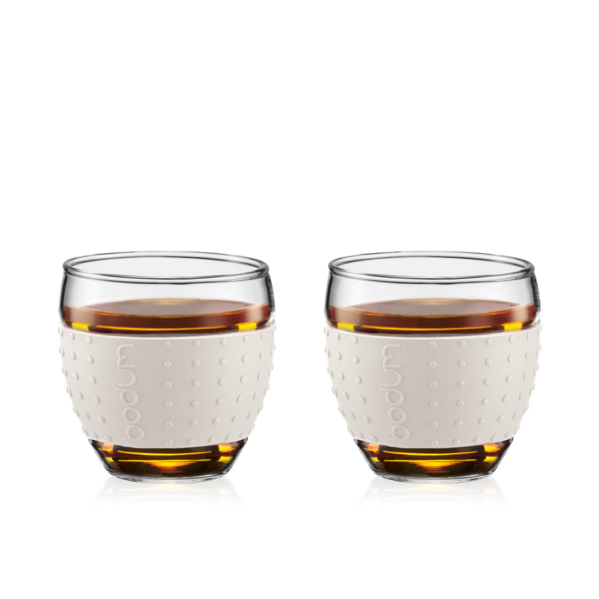 Bodum PAVINA®: Set van 2 glazen met siliconen handvat, 0.1 l | Gebroken wit