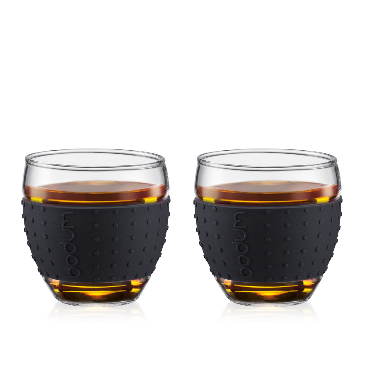 Bodum PAVINA®: 2 Glazen met siliconen handvat, 0.35 l | Zwart