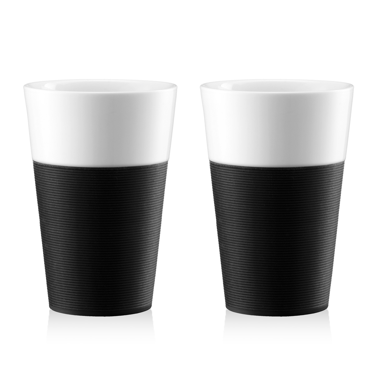 Bodum BISTRO: Set 2 tazze in porcellana, con banda in silicone, 0.6 l | Nero