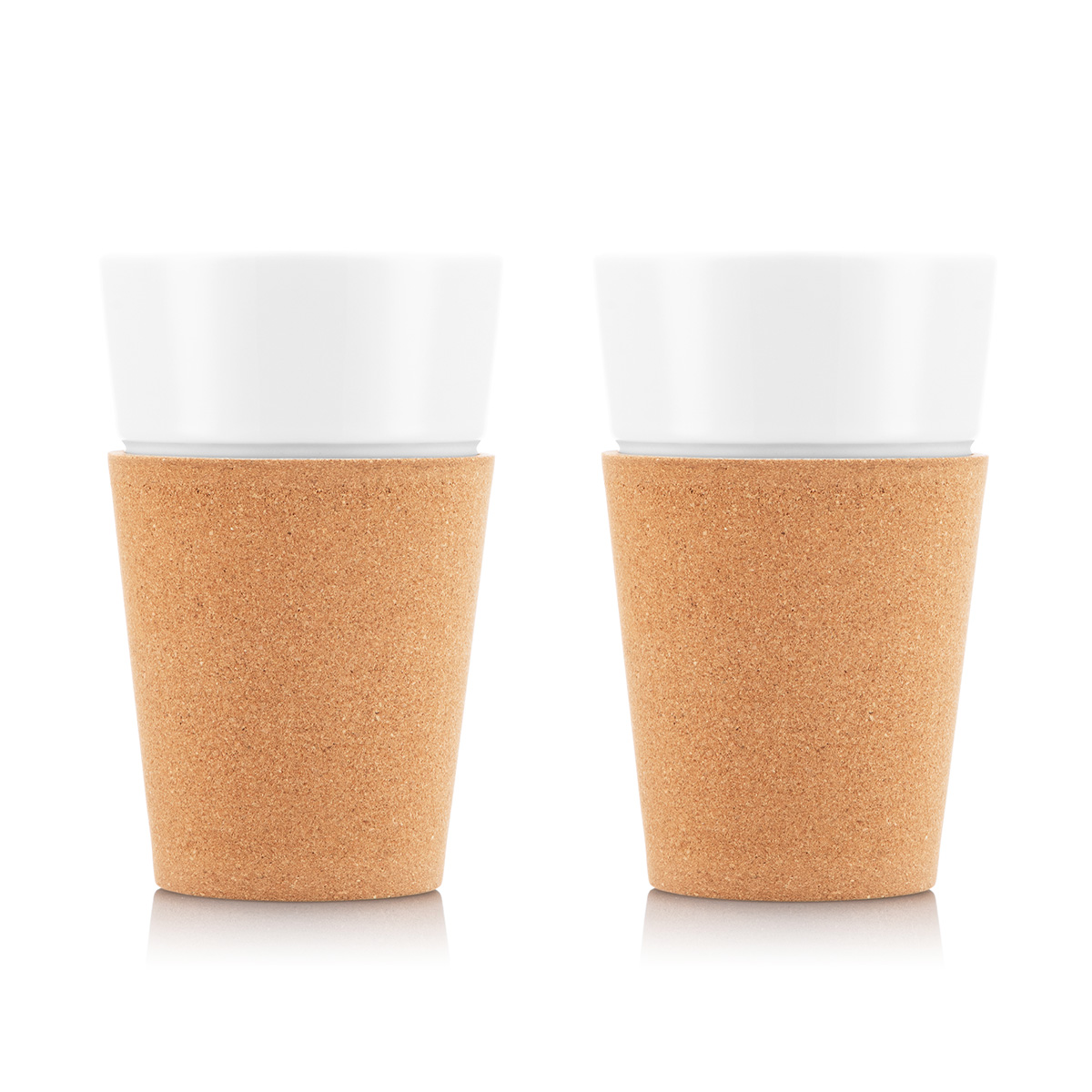 Bodum BISTRO: Conjunto de 2 canecas de porcelana com banda de silicone, 0.6 l | Cortiça