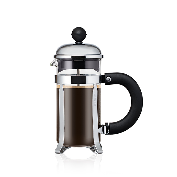 Bodum CHAMBORD®: French Press Cafetière met duurzaam rubber handvat, 3 kops, 0.35 l, rvs | Glans