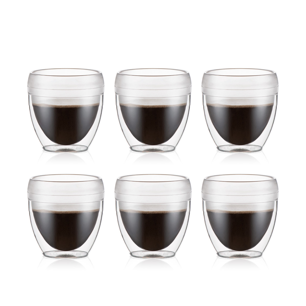 Bodum PAVINA OUTDOOR: Set van 6 PAVINA dubbelwandige glazen, 0.25L, kunststof SAN | Transparant