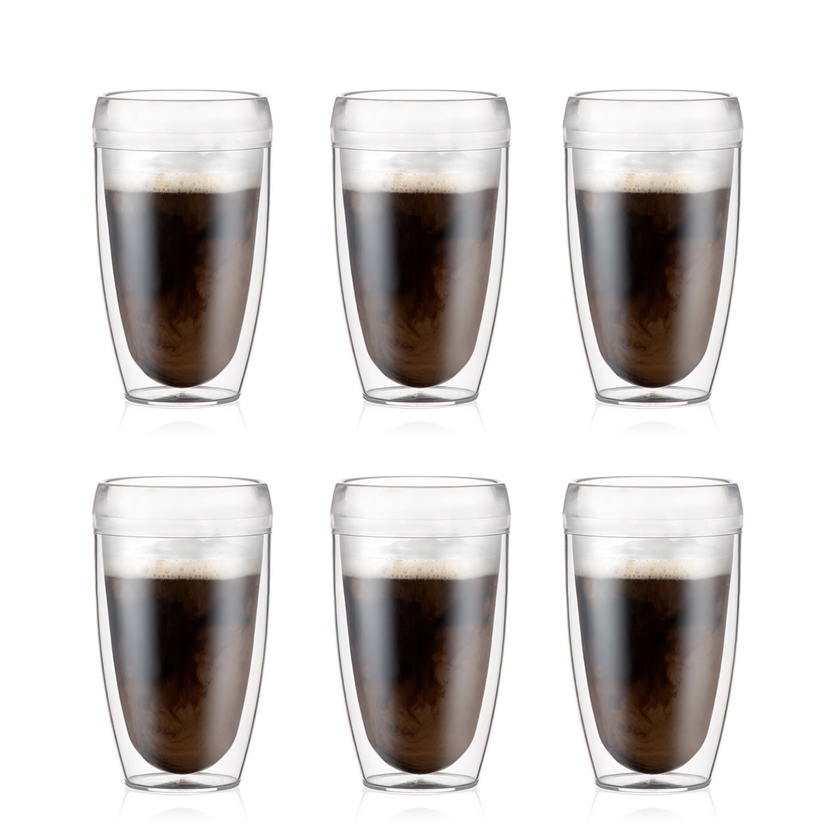 Bodum PAVINA OUTDOOR: Set van 6 PAVINA dubbelwandige glazen, 0.45L, kunststof SAN | Transparant