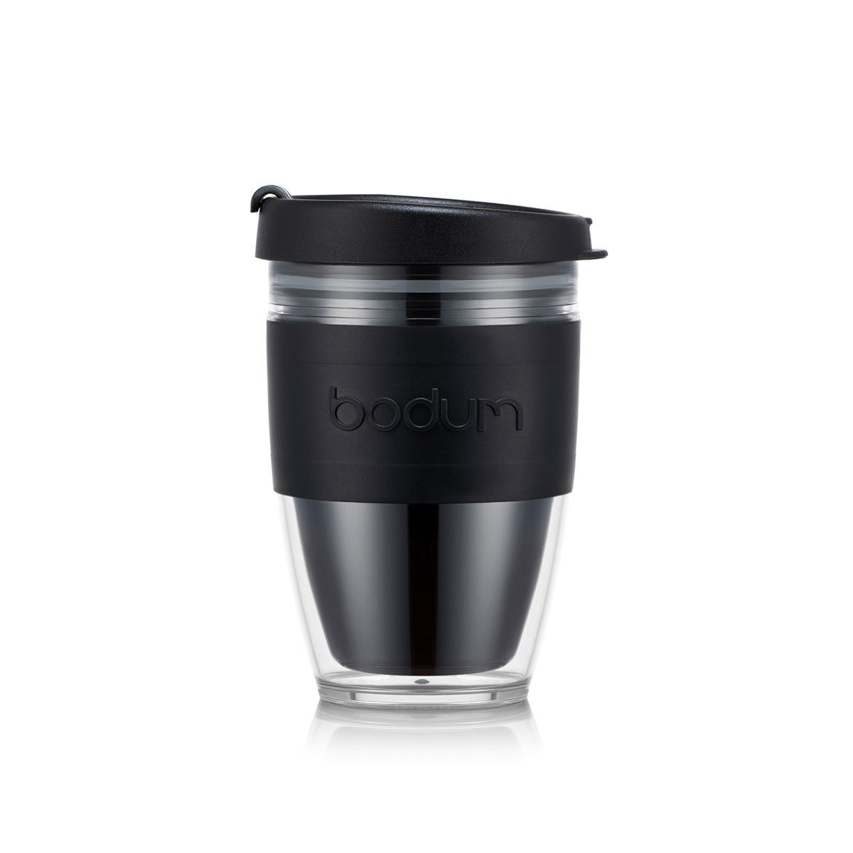 Bodum JOYCUP: Mug à emporter double paroi, avec couvercle à vis, 0.25 l, plastique | Noir