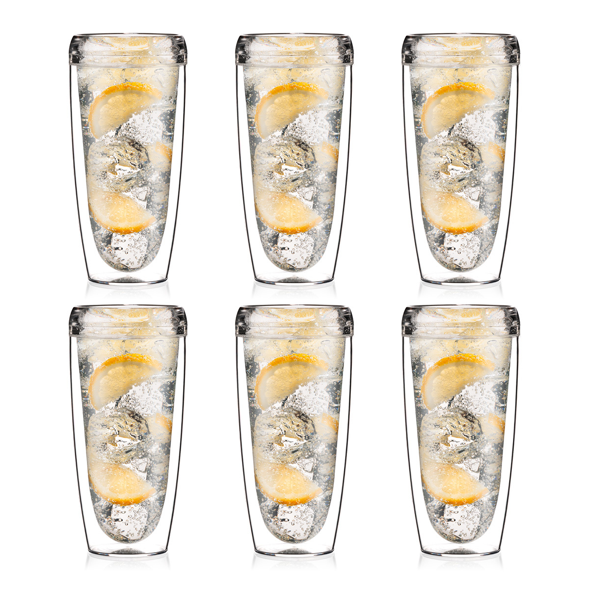 Bodum PAVINA OUTDOOR: Set van 6 dubbelwandige glazen, 0.6L, kunststof SAN | Transparant