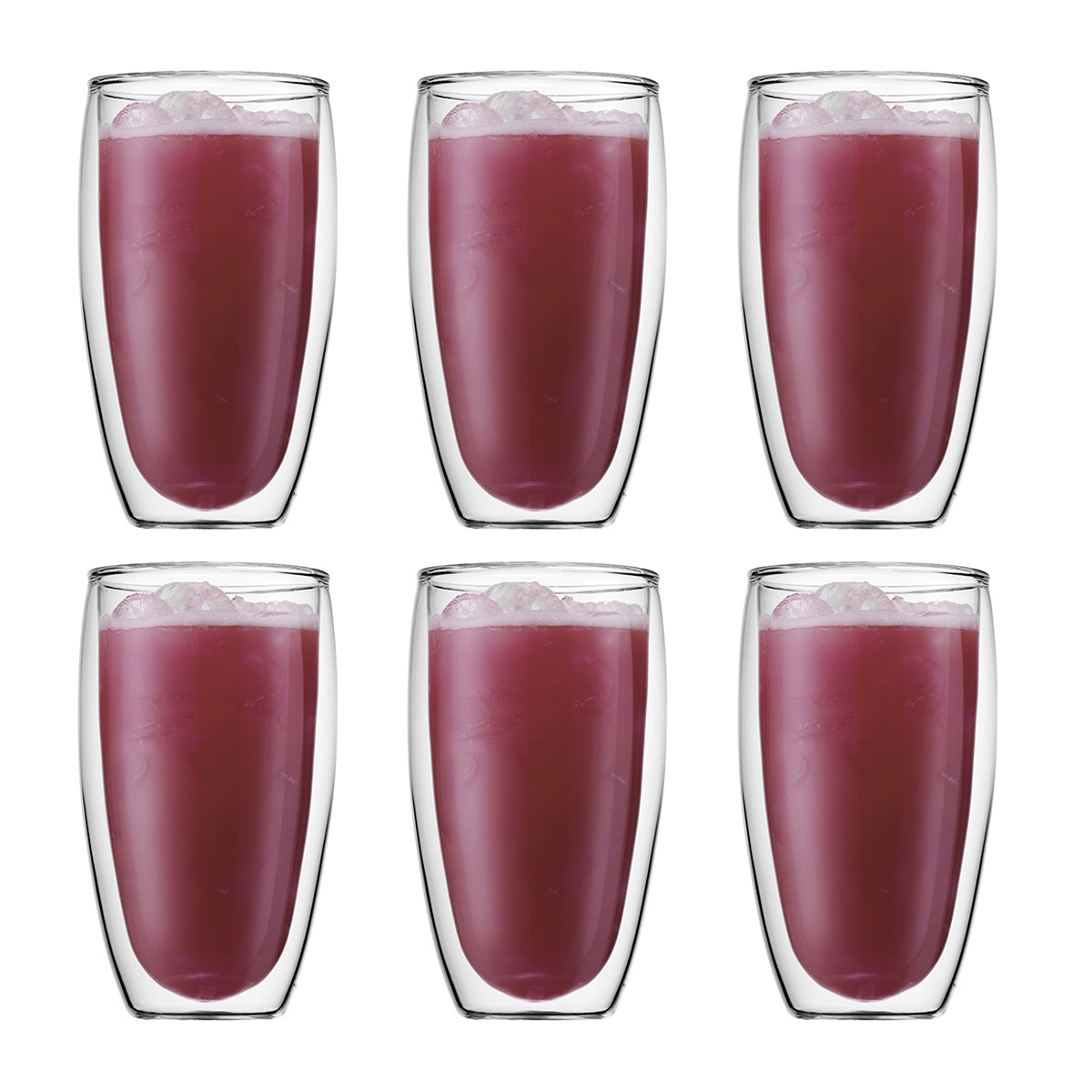 Bodum PAVINA®: Set van 6 dubbelwandige glazen, groot, 0.45 l | Transparant