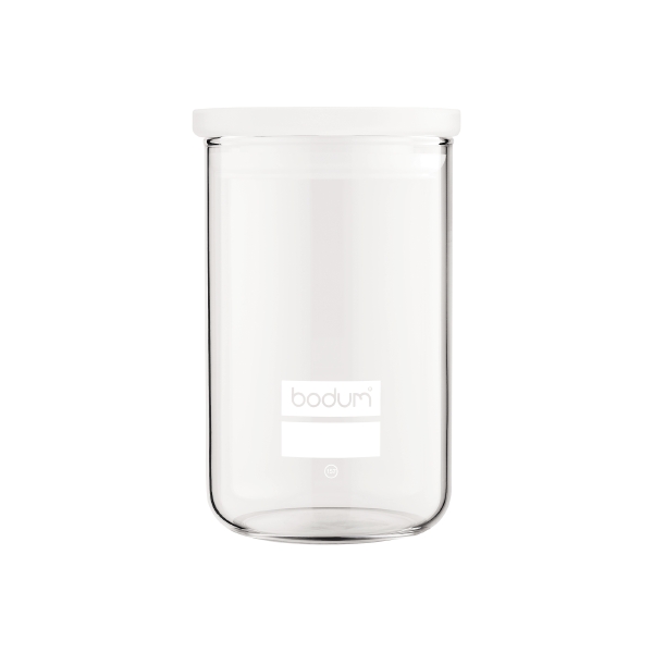 Bodum YOHKI: Bocal en verre, couvercle en plastique blanc translucide, 0.6 l | Blanc cassé