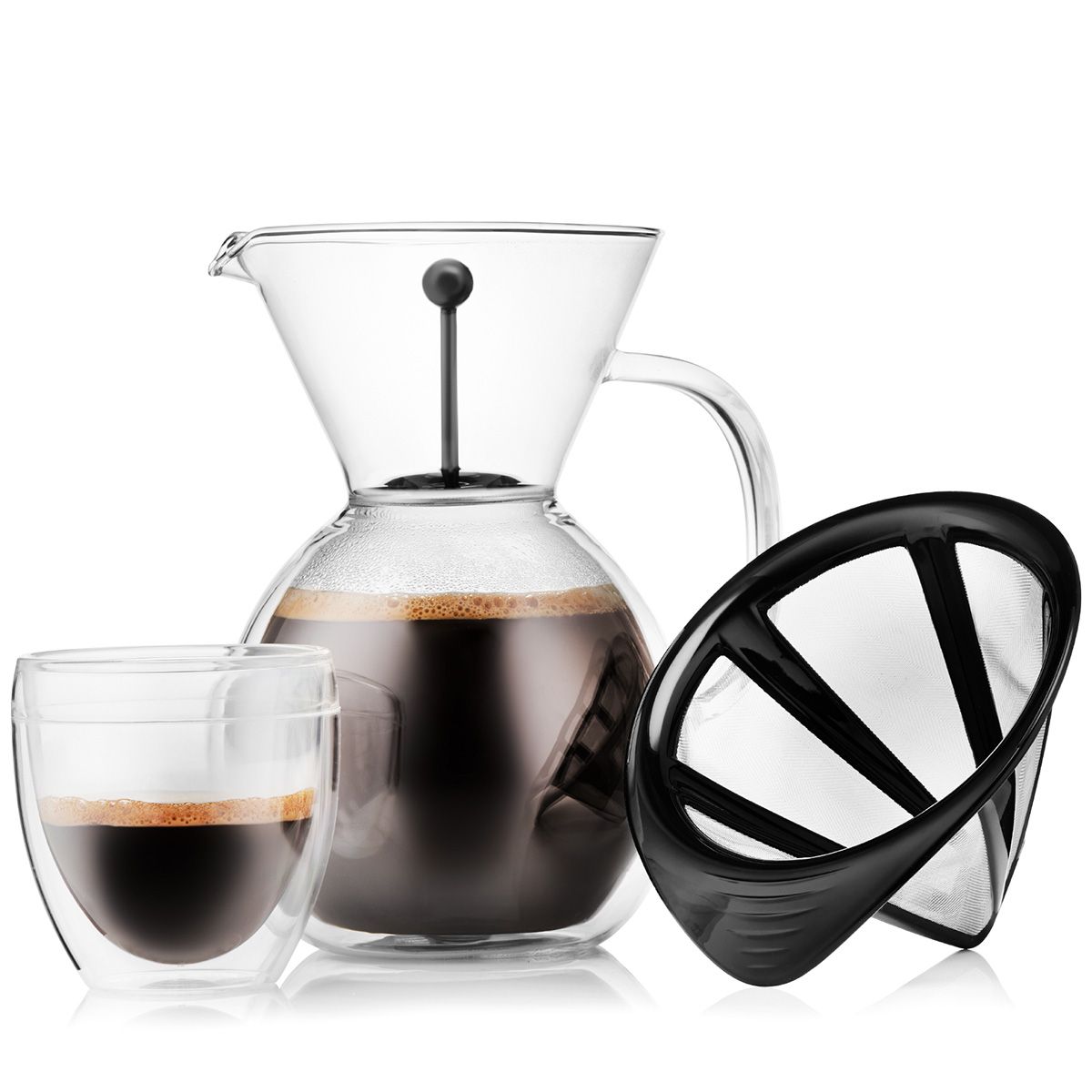 Hand Drip Coffee Maker Pour Over Double Borosilicate Glass Wall Set 