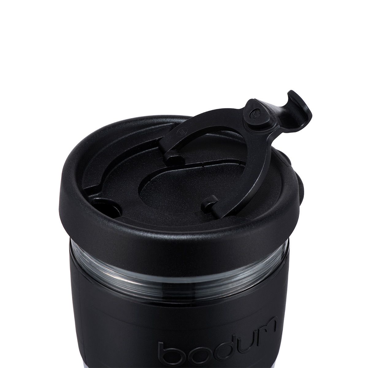 Mug à emporter Joycup en verre avec manchon noir 400 ml Bodum en noir