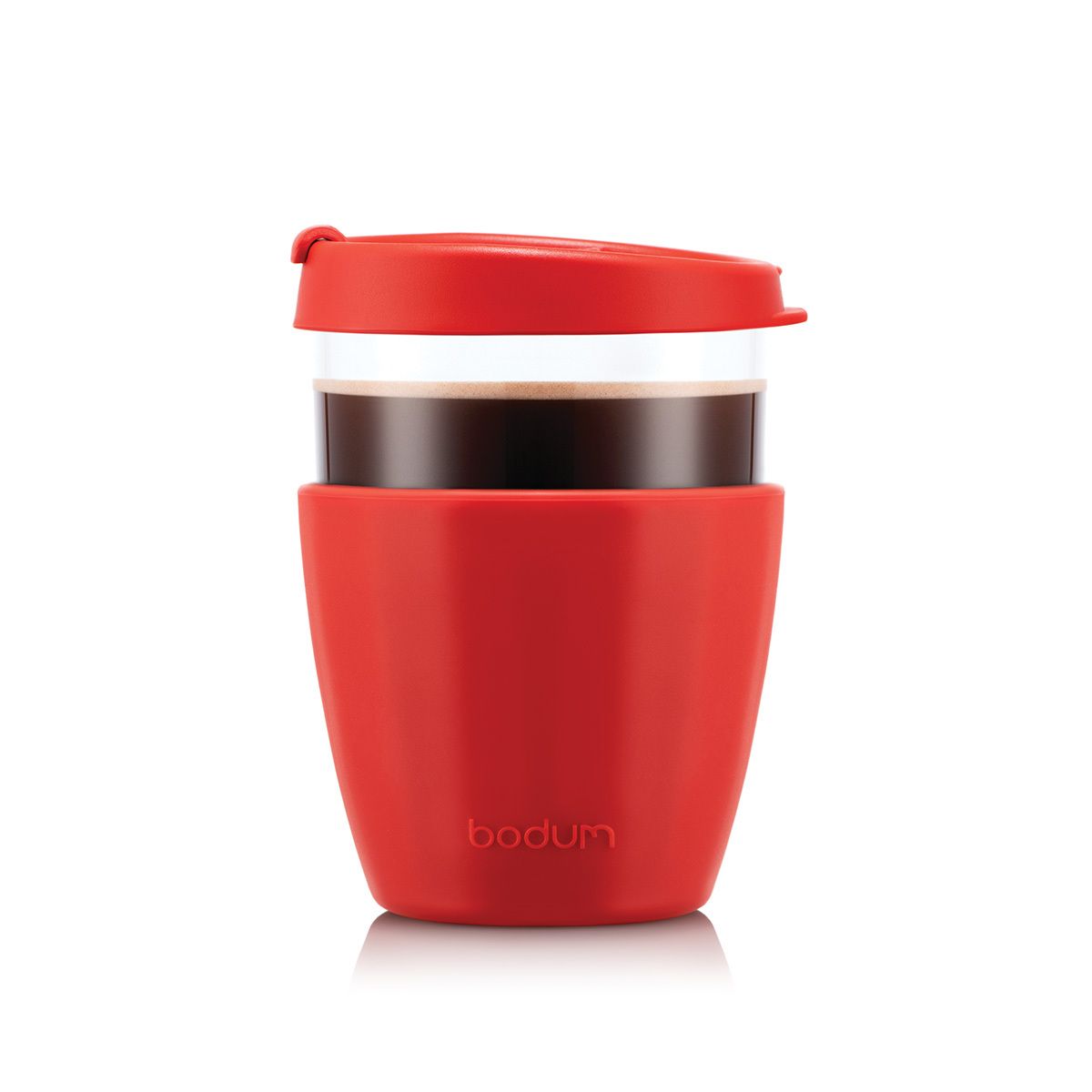 Bodum JOYCUP Travel Mug, 0.4L, 13.5oz, Glass Red