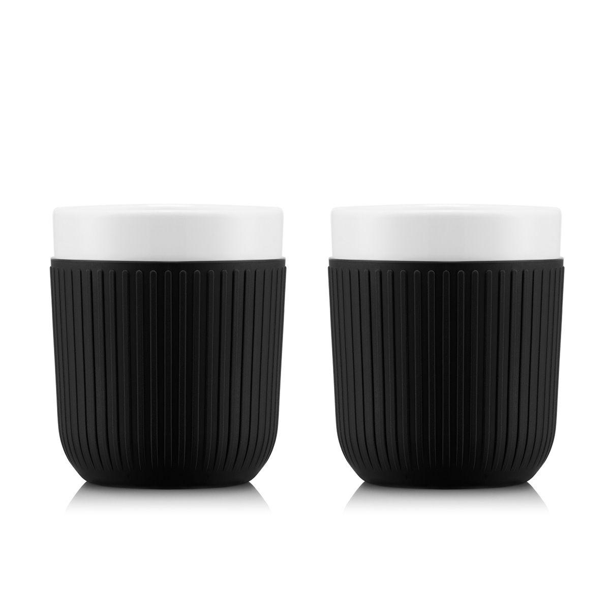 Mug Double Paroi 17cl Porcelaine et Silicone Noir Bodum (x2