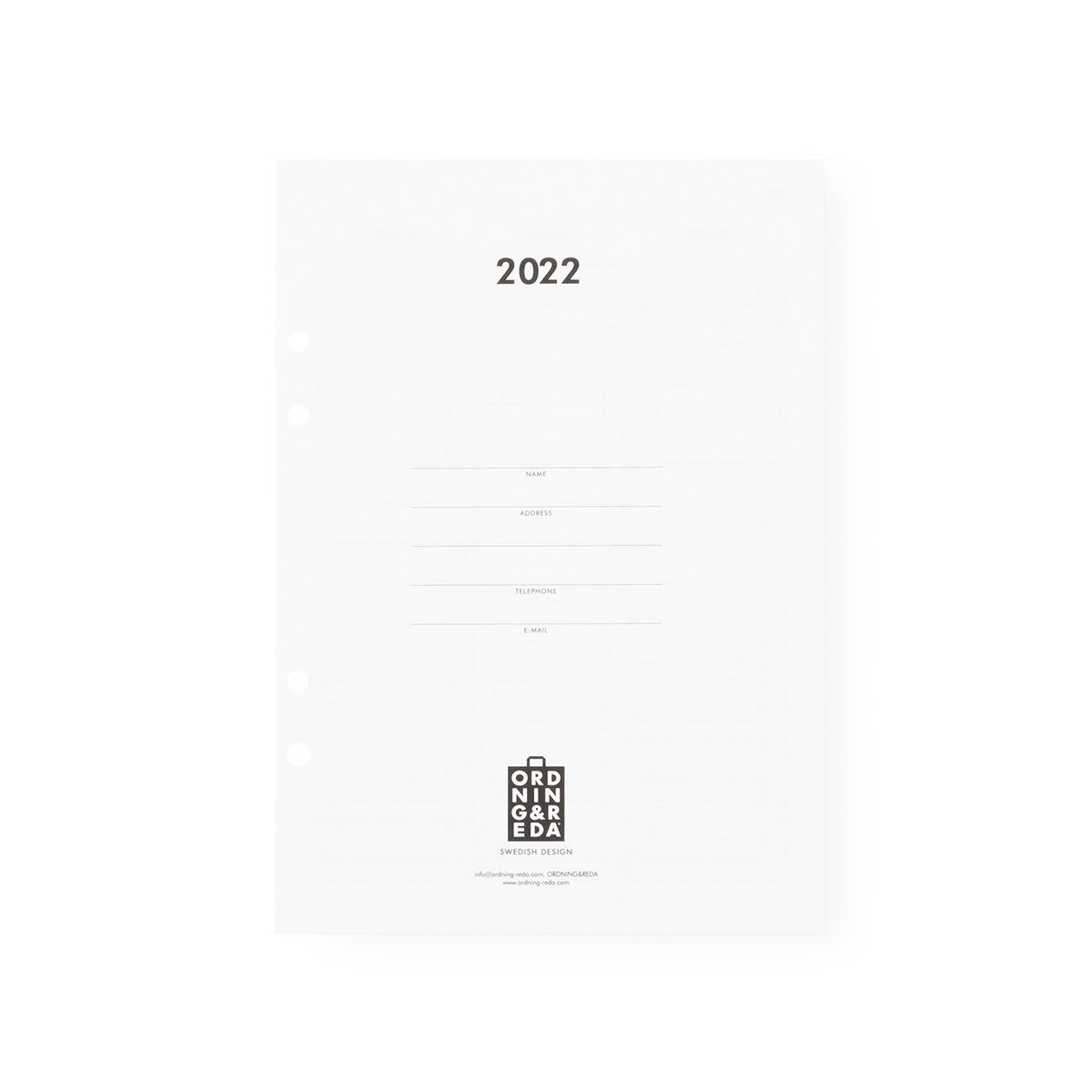 Diary 2022 INSERT Ordning and Reda