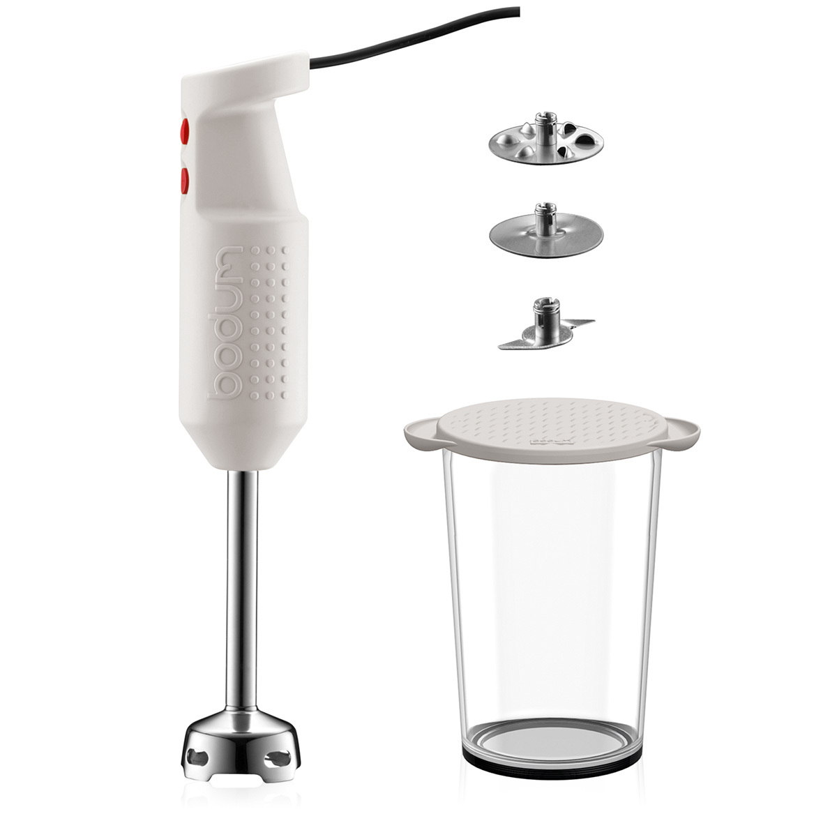 Bodum BISTRO SET: Elektrische staafmixer met toebehoor | Gebroken wit
