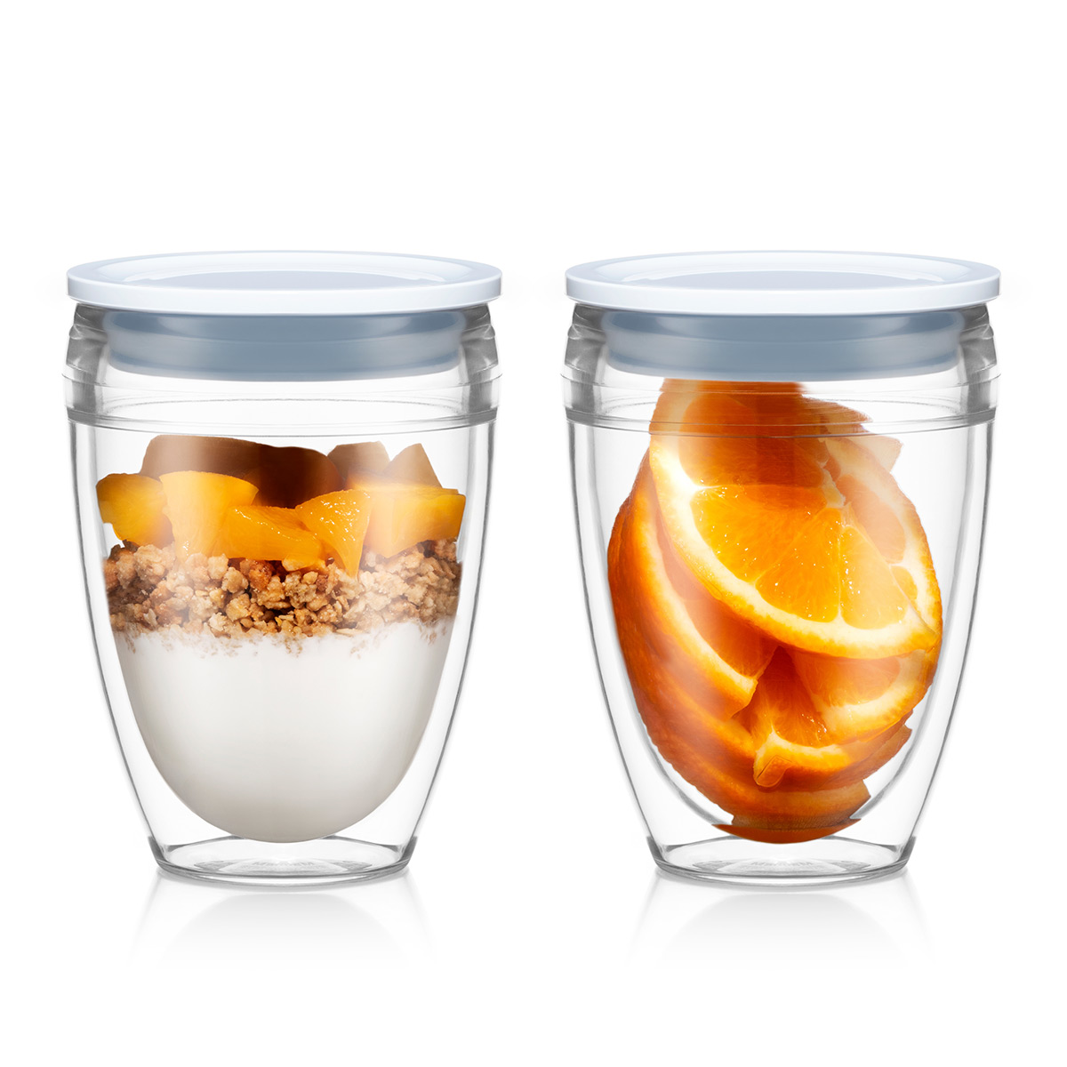 Bodum PAVINA TO GO: 2 Becher, Kunstoff, doppelwandig, 0.3 l, mit Deckel | Blue Moon