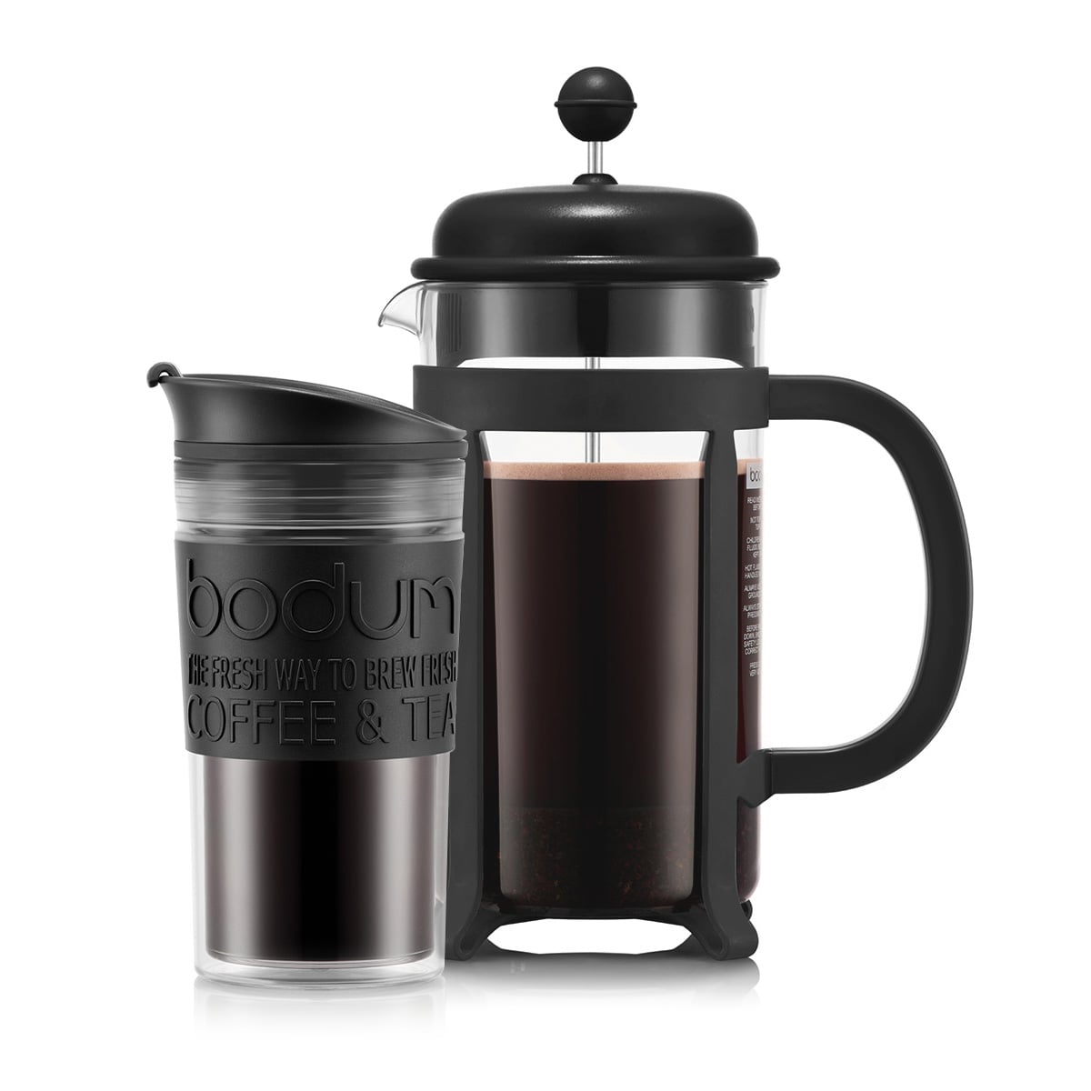 BODUM Cafeti&egrave;re &agrave; piston  8 tasses 1L Noir avec un Travel Mug